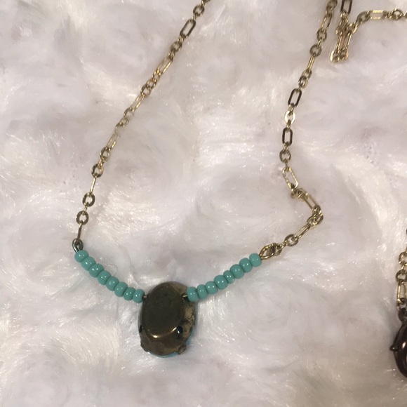 Vintage HANDMADE Turquoise bead NECKLACE and 3 METAL BANGLE BRACELETS - Picture 12 of 12